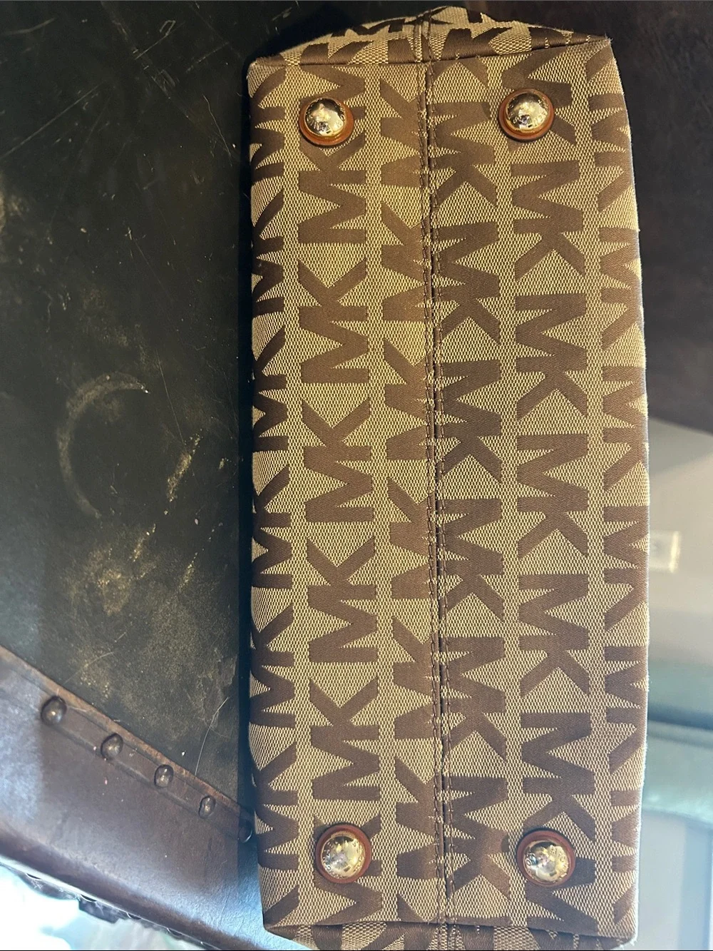 Michael Kors Tan and Brown MK Logo Chain-Handle Tote